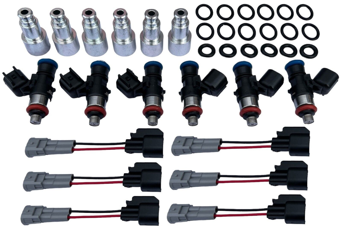 6 x 1250cc Turbo Fuel Injectors 120lb 9 ohm for Nissan GTR R35 350Z 37 ...