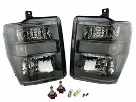 FITS 08-10 FORD F250 F350 SUPER DUTY BLACK HOUSING CLEAR CORNER HEADLIGHT LAMPSFITS 08-10 FORD F250 F350 SUPER DUTY BLACK HOUSING CLEAR CORNER HEADLIGHT LAMPS