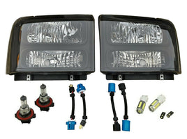 PAIR BLACK HEADLIGHTS LAMP SET for 1999-2007 F250 F350 F450 F550 SUPERDUTY TRUCK