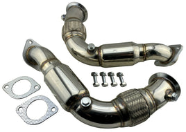 STAINLESS STEEL TURBO ELBOW DOWNPIPE EXHAUST FOR 2008-2014 X6 X5 550i 650i 750i B7 N63B44 N63 4.4L V8 TT