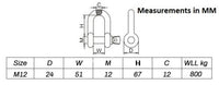 WIDE D SHACKLE 316 Stainless Steel for Marine Mooring Buoy & Industrial Rigging