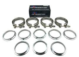 4" V band V-Band Stainless 4 Clamps & 8 Flanges for Exhaust Downpipe Intercooler