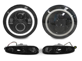 Full LED Headlight H6024+Smoke Bumper Signal Light For 1990-1997 Mazda Miata MX5