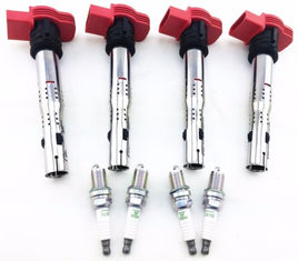 4 PACK IGNITION COIL SET NGK SPARK PLUGS AUDI TT A4 VW GOLF JETTA GTI 2.0L 2.0T